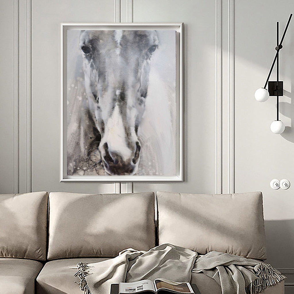 Monochrome Horse Head Oil Painting