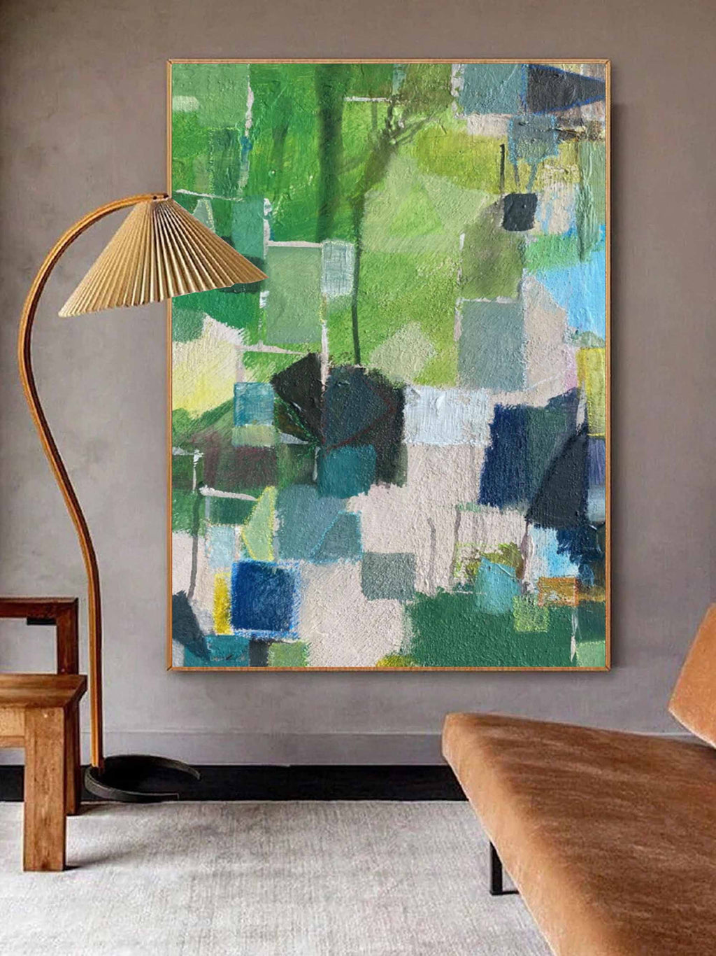 Abstract Geometric Green & Blue Painting