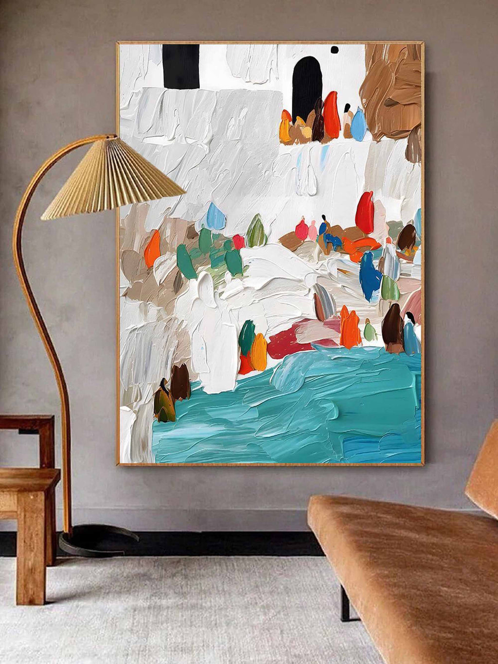 Mediterranean Coastal Village Impasto Painting
