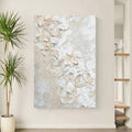 Minimalist 3D Textured White Beige Wall Art