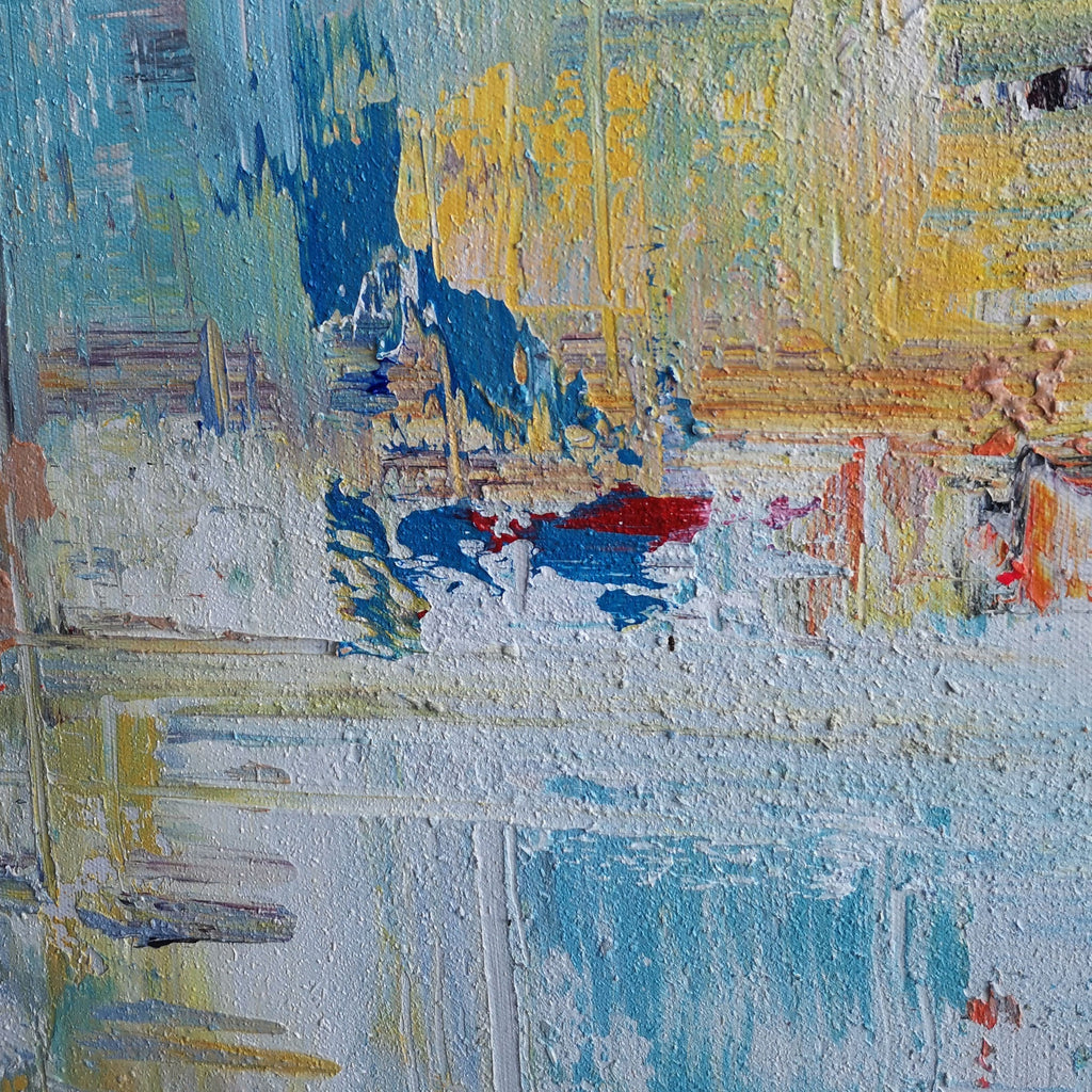 Coastal Tone Abstract Oil Painting Textured