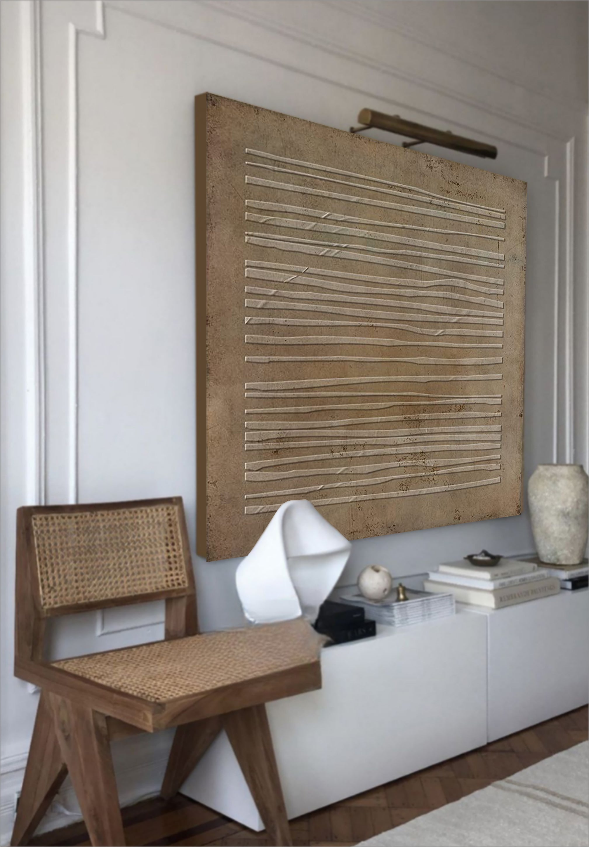 Textured Horizontal Linear Relief Painting