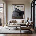 Minimalist Neutral Geometric Abstract Oil Painting