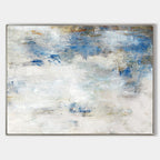 Coastal Abstract Painting Soft Blue & White