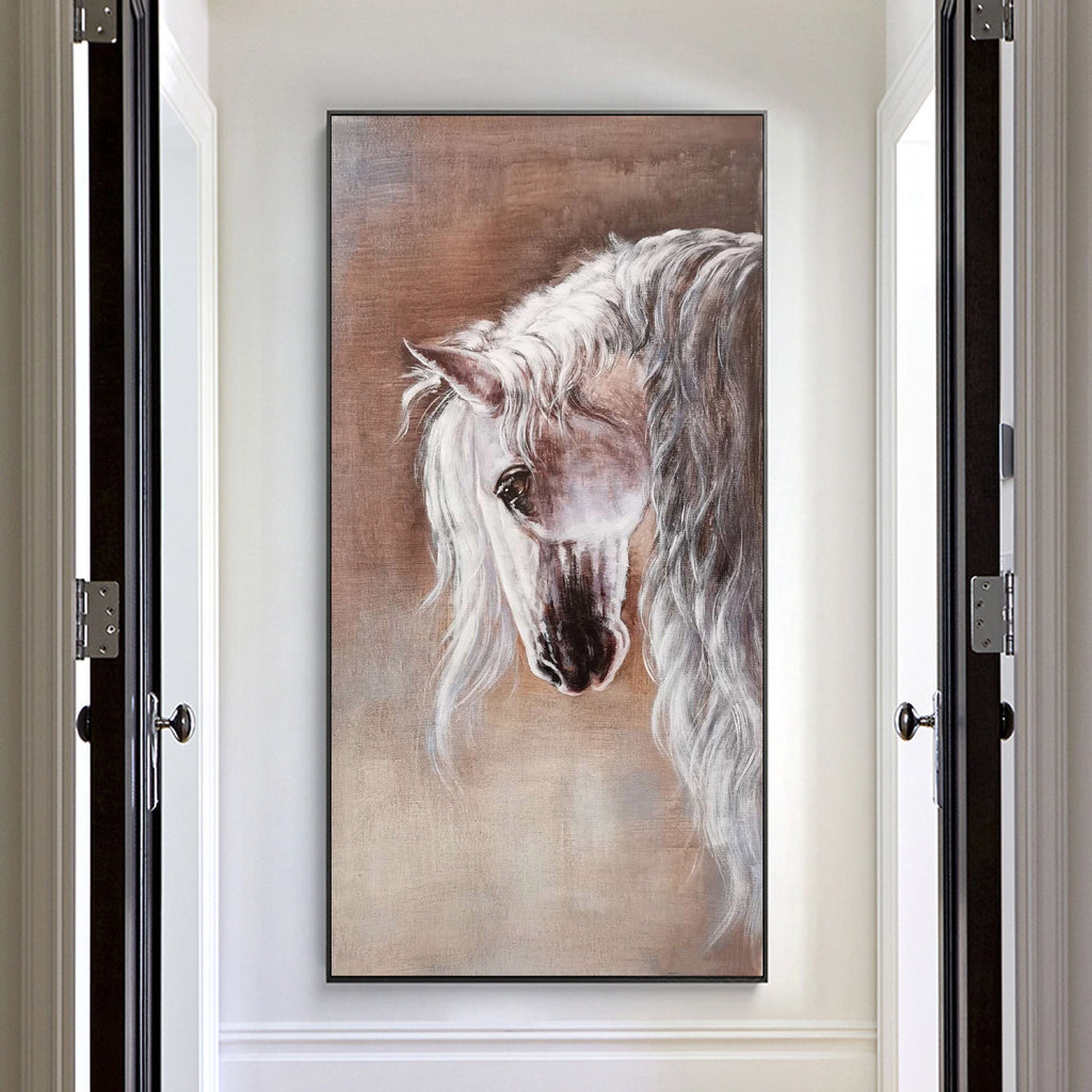 Ethereal White Horse Oil Painting