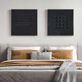 Minimalist Black Bas-Relief Diptych Painting Set Of 2