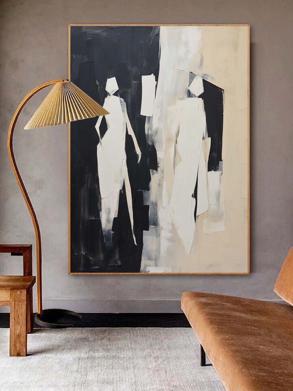 Walking Figures Oil Painting Black Wall Art