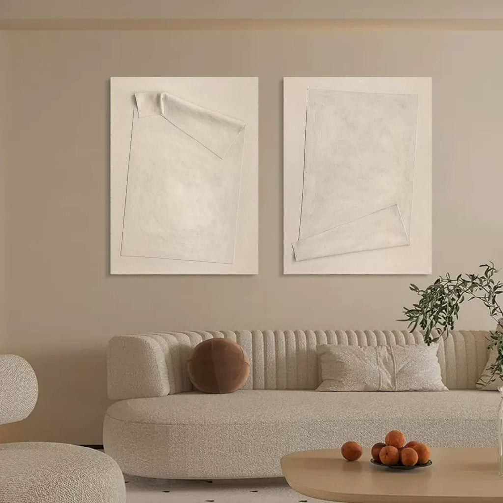 Monochrome Folded Paper Effect Oil Painting
