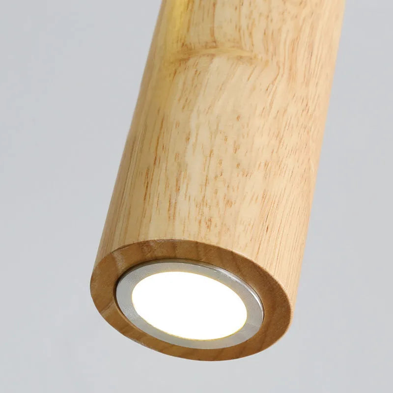 Muto Cylindrical Wood Pendant Light, for Bedroom & Kitchen Island