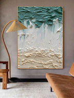 Textured Coastal Wave Impasto Painting