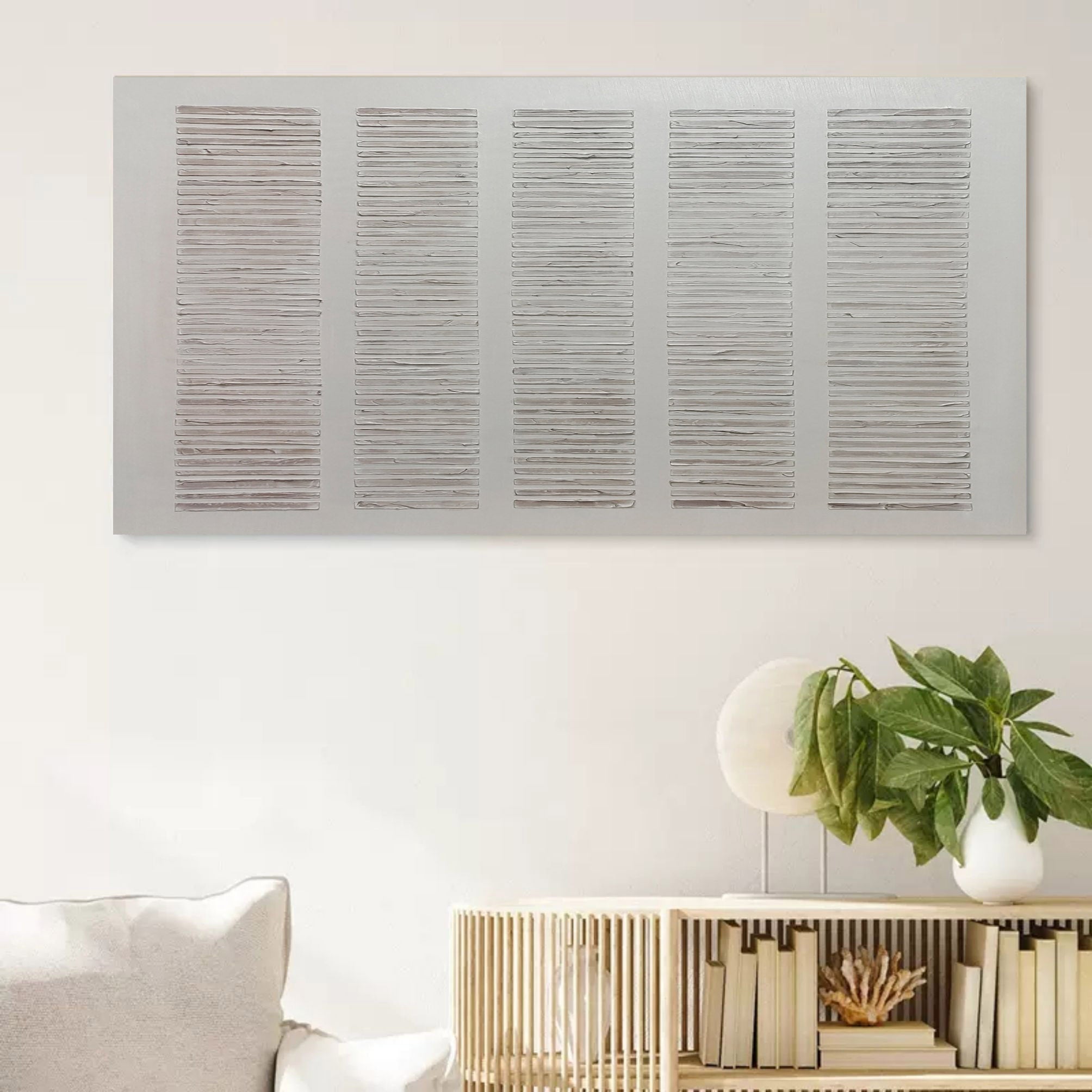 Textured Neutral Grid Relief Painting