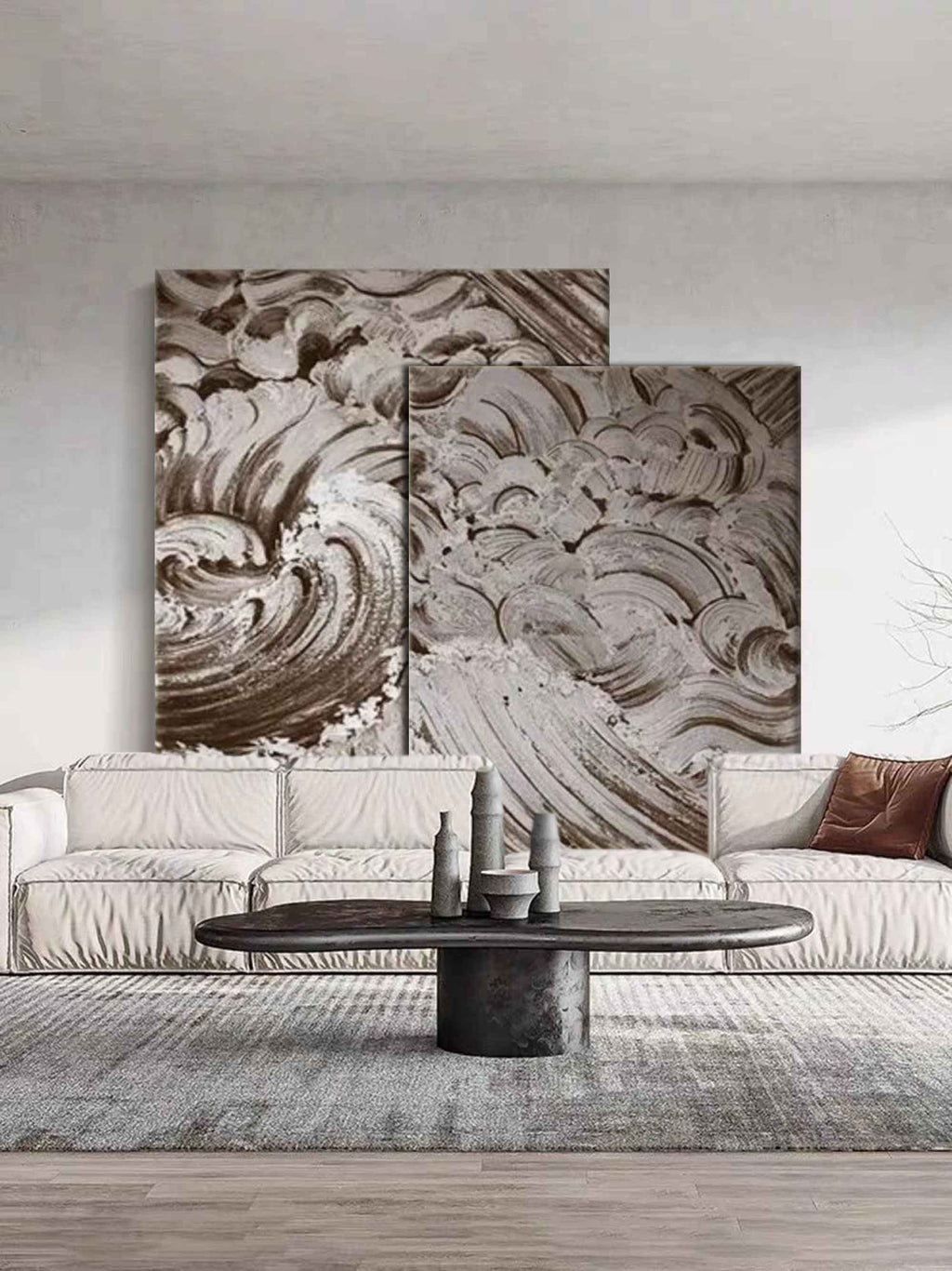 Brown Wave Texture 2 Piece Wall Art Set