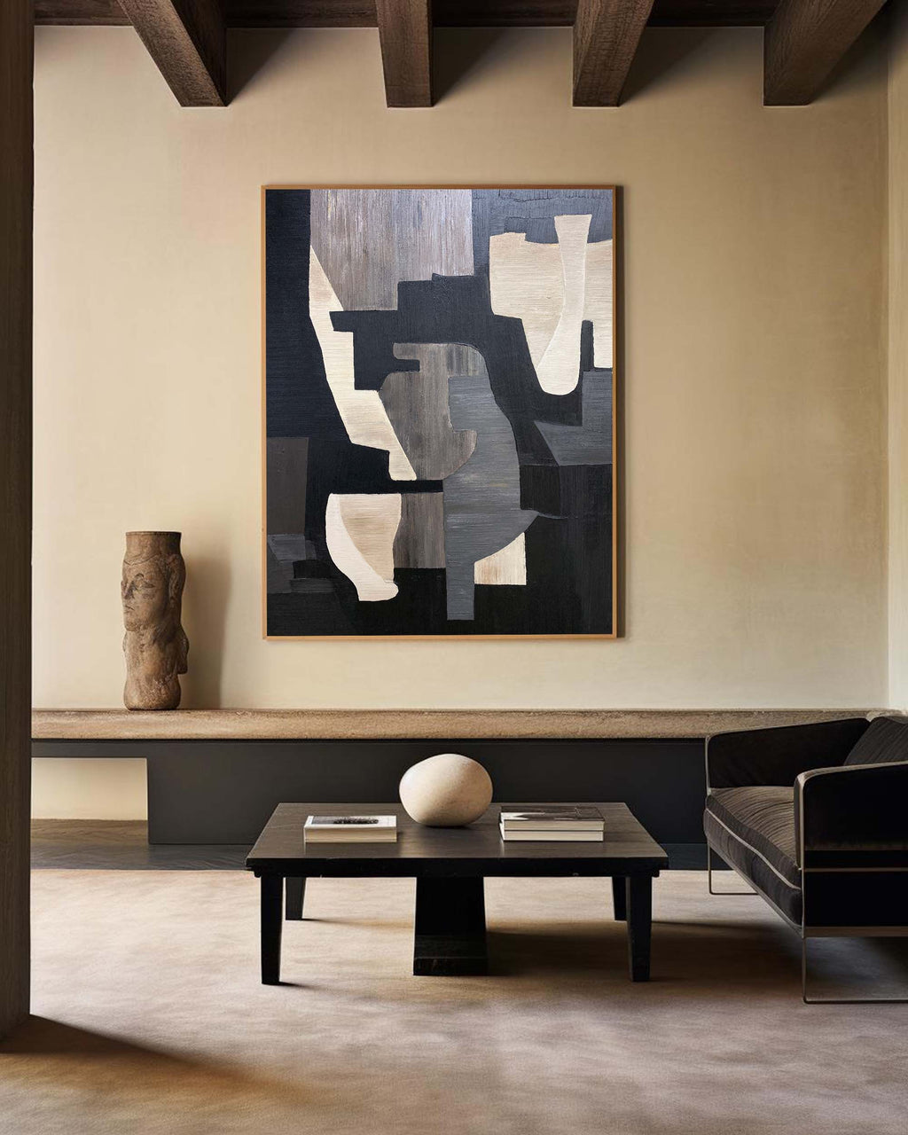 Monochrome Geometric Block Painting