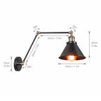 Epoch Retro Wall Lamp with Swing Arm, Metal, Black & Gold
