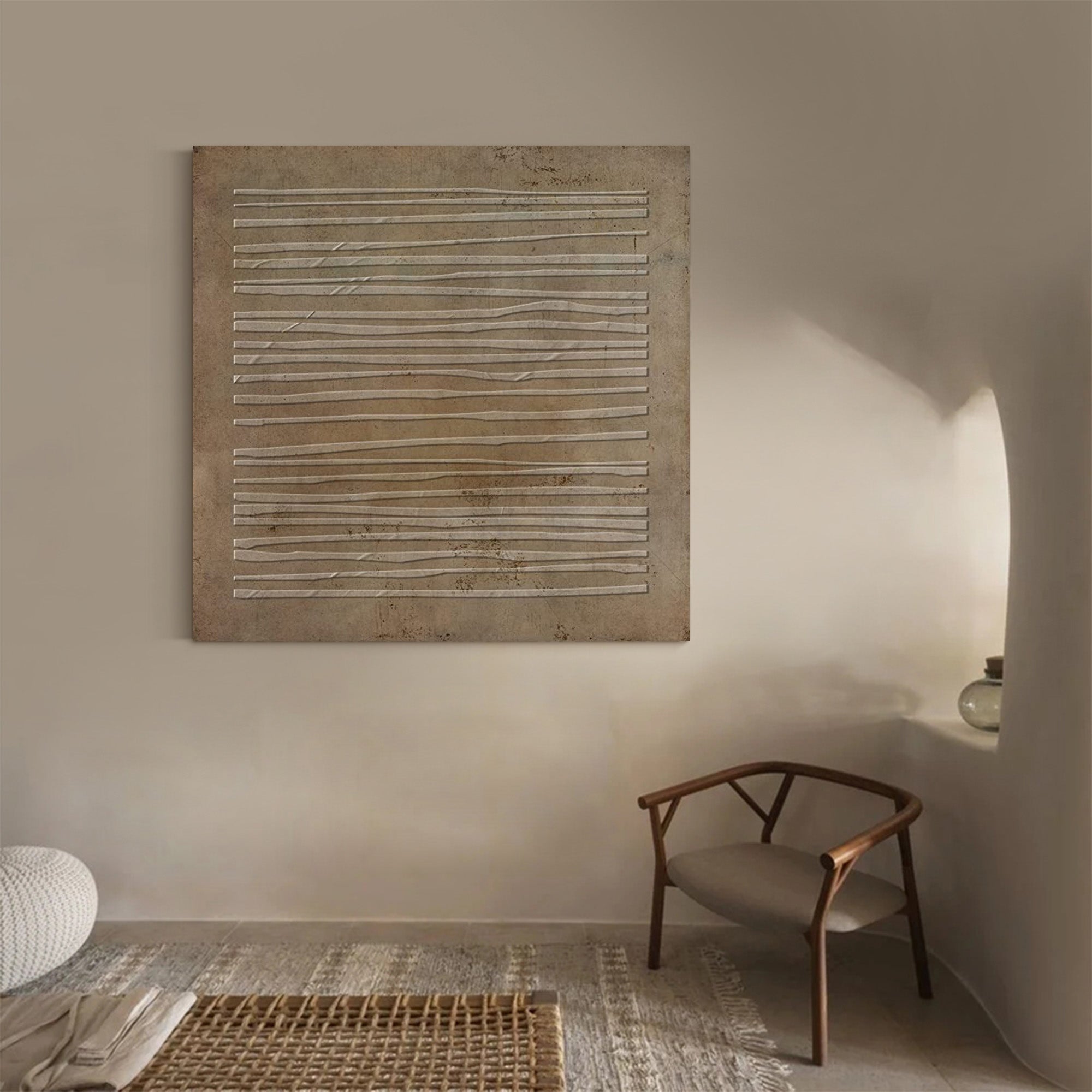 Textured Horizontal Linear Relief Painting