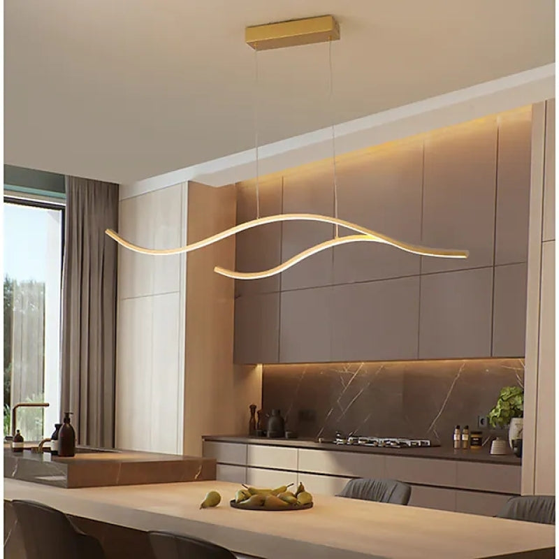 Arisha Curved Linear Pendant Light, Black/Gold