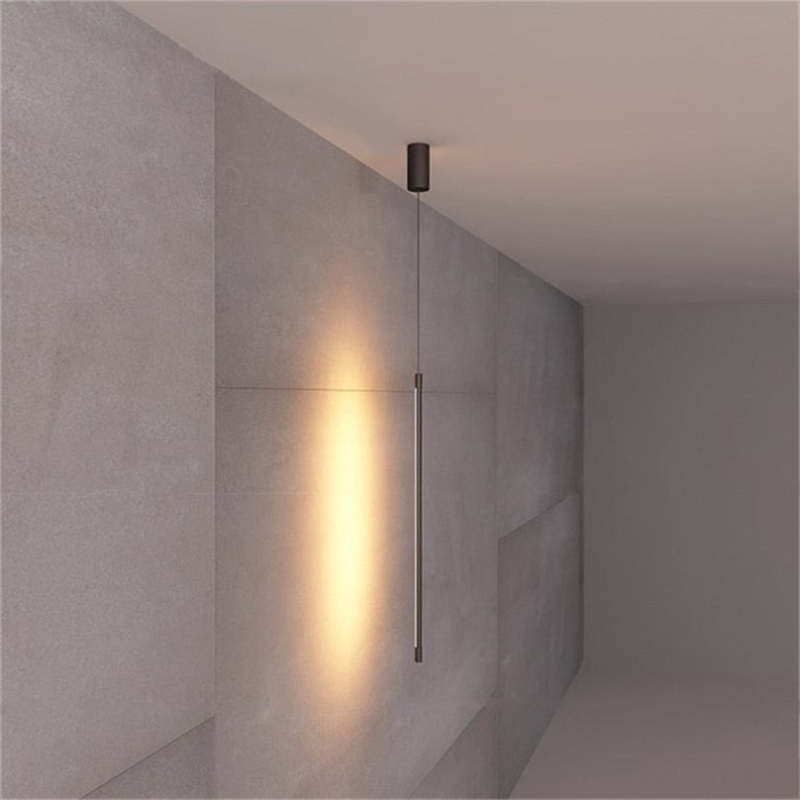 Erix Minimalist Linear Pendant Light Bedside, Black