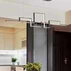 Arisha Designer Linear Metal Pendant Light, Black/Gold