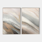 Textured Coastal Dunes Diptych Painting