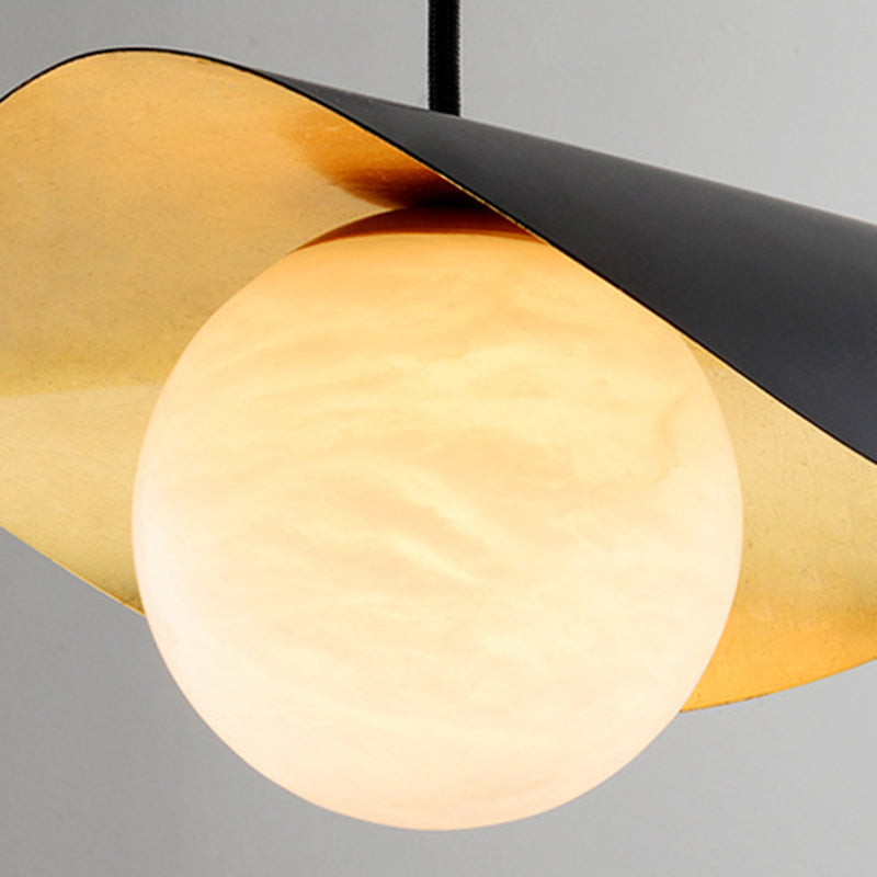 Arisha Modern Nordic Minimalist Metal/Marble Pendant Light, Black