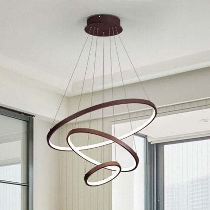 Aluna Pendant Light, Inner Ring Illuminated, White/Black/Gold