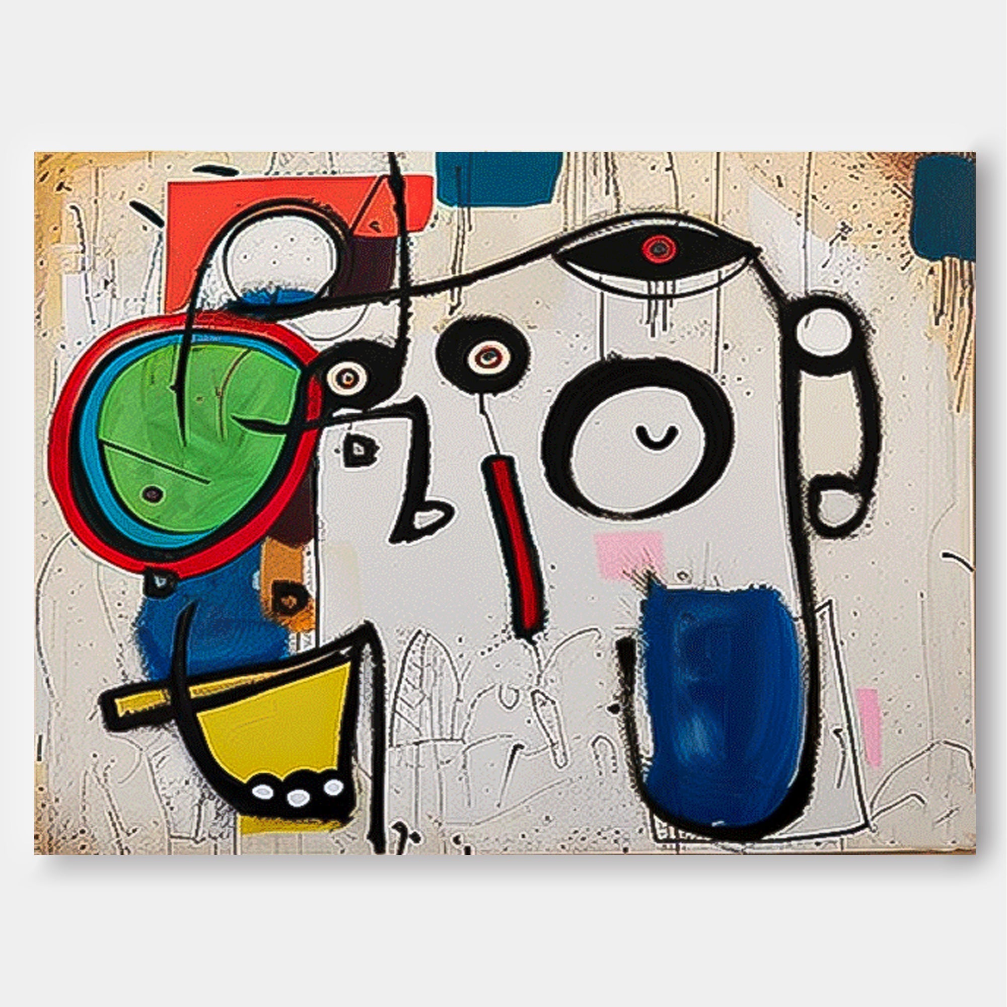 Joan Miró Style Surrealist Painting Vibrant