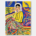 Fauvist Portrait Painting Vibrant Yellow & Blue