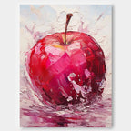 Impasto Apple Painting Vibrant Red Wall Art