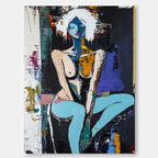 Neo-Expressionist Seated Figure Oil Painting