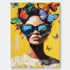 Neo-Expressionist Butterfly Crown Portrait Oil Painting