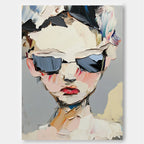 Impasto Portrait Sunglasses Painting Modern Wall Art