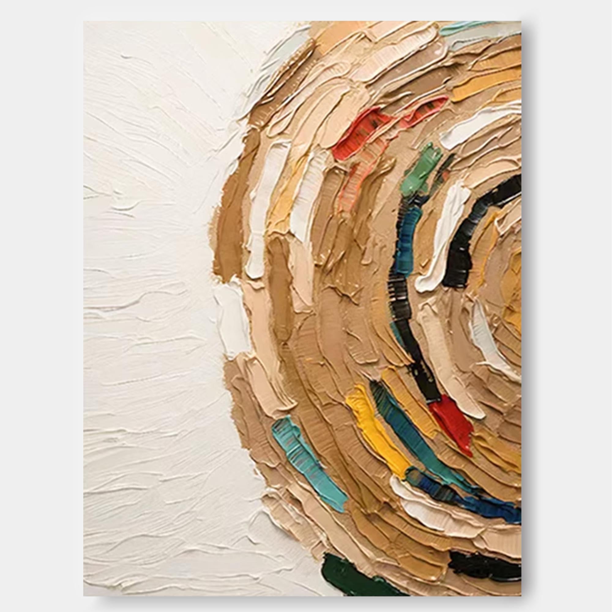 3D Textured Circular Painting Warm Neutrals