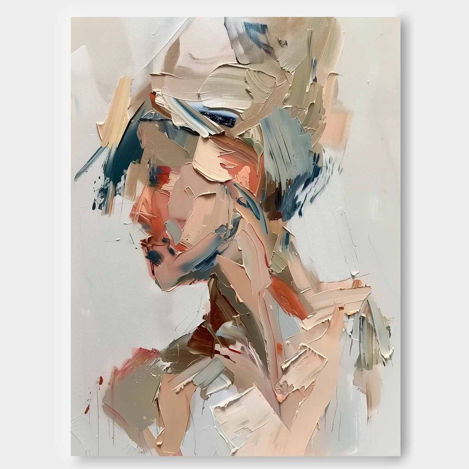 Impasto Abstract Female Portrait Textured
