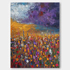 Vibrant Wildflower Field Impasto Oil Painting