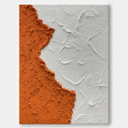 Textured Minimalist Abstract Art Orange White 3D