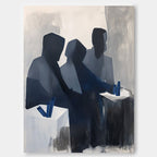 Group Of Figures Monochrome Oil Painting