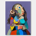 Cubist Geometric Woman Portrait Oil Painting