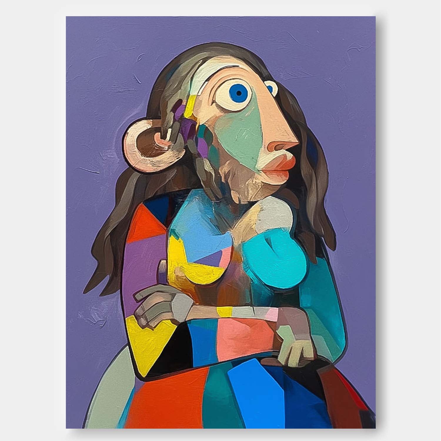 Cubist Geometric Woman Portrait Oil Painting