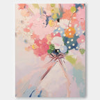 Impasto Textured Floral Bouquet Painting Soft Pink