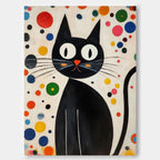 Mid-Century Modern Cat Painting Playful Polka Dot