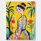 Fauvist Portrait Painting Vibrant Yellow Floral Wall Art