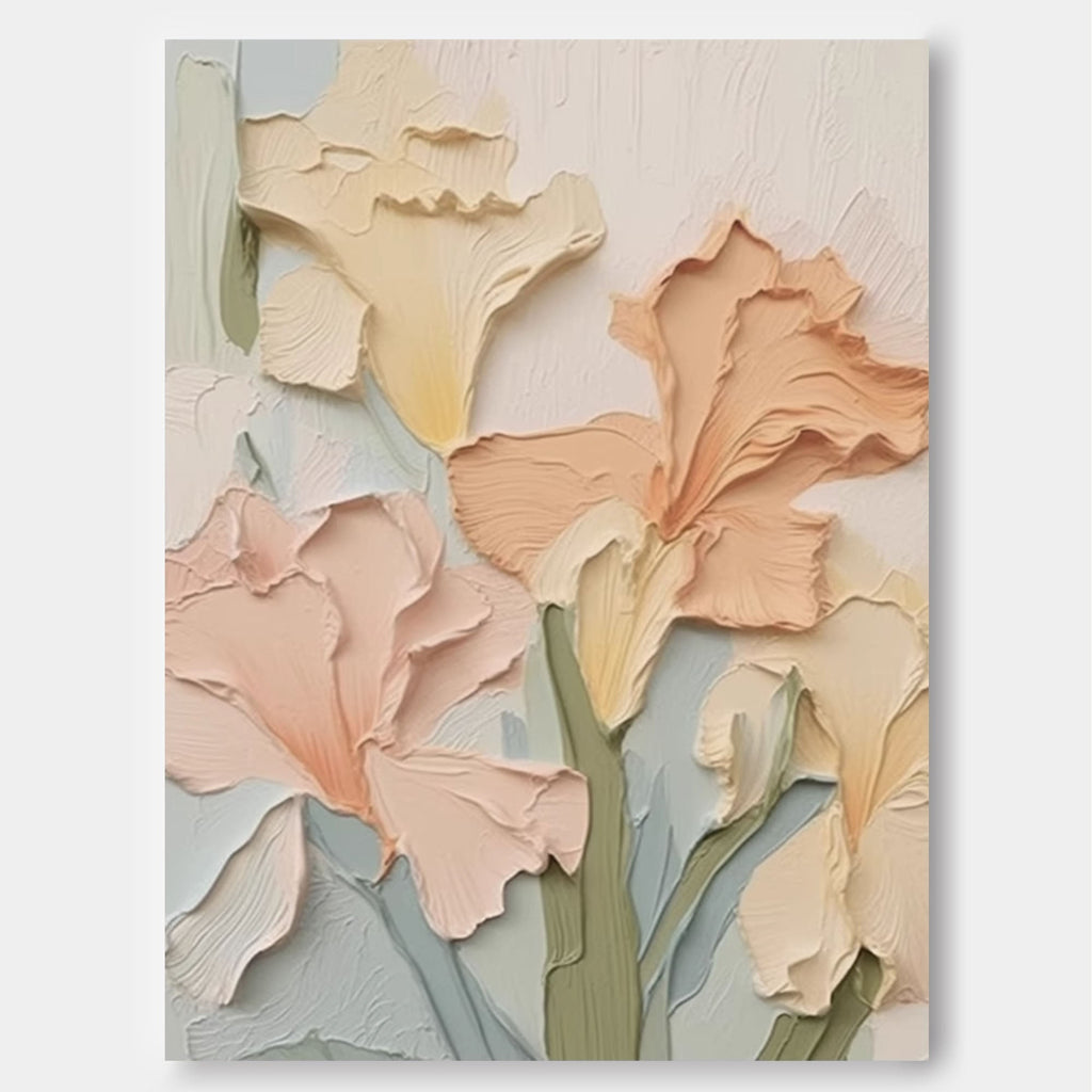 3D Sculptural Iris Painting Soft Pastels