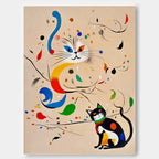 Surrealist Cat Painting Whimsical Modern Wall Art