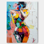 Vibrant Impasto Abstract Female Figure Painting