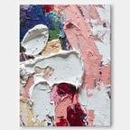 Thick Impasto White Pink Red Abstract Oil Painting