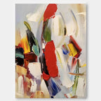 Bold Red Accent Impasto Abstract Oil Painting
