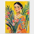 Fauvist Portrait Painting Vibrant Yellow Tropical