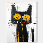 Abstract Black Cat With Yellow Eyes Pop Art