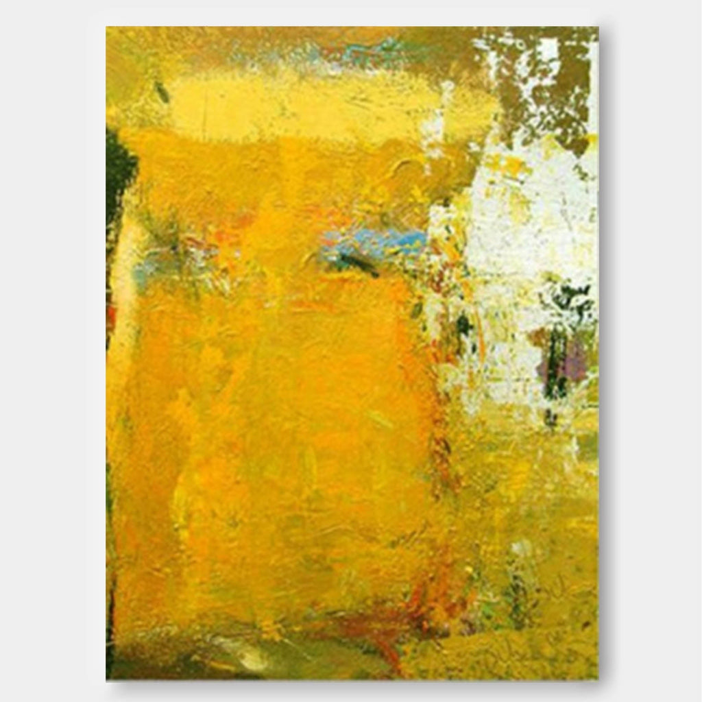 Vibrant Yellow Abstract Oil Painting Bold Impasto Texture
