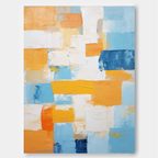 Geometric Color Block Painting Blue Orange